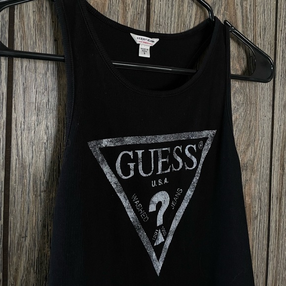 Guess Women’s Black and White Crop Logo Racer Back Tank Top - Picture 3 of 7
